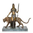 Bronzefigur Amazonenkriegerin mit Panther, Frauenfigur, A BRONZE SCULPTURE OF AN AMAZON WARRIOR WITH PANTHER