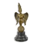 Moderne Bronzefigur Engel, H. 35,4 cm, Engelfigur, Dekofigur, Bronzeengel, Sammelfigur, A BRONZE SCULPTURE OF A WINGED FEMALE NUDE