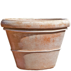 Impruneta Terracotta, Vaso Liscio, Blumentopf, rund, schlicht, grau, Streifen