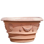 Impruneta Terracotta, Vaso Porcinai Festonato, runder Pflanztopf, Blumentopf, Vase