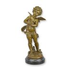 Bronzefigur Putte mit Musikinstrument, H. 30,5 cm, Engelfigur, Puttenfigur, Dekofigur, A BRONZE SCULPTURE OF A PUTTO PLAYING CYMBALS
