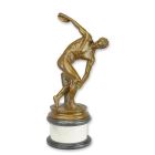 Bronzefigur Diskuswerfer, H. 61,5 cm, Antike, Männerfigur, Sammelfigur, Dekofigur, BRONZE DISCOBOLOS H: 64,5 cm.