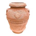 Galestro Terracotta, Orcio Oliva, Krug, Amphore, Griffe, Henkelkrug, Ölkrug, rund, verziert, Dekorband, Rosettendekor