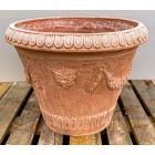 Galestro Terracotta, Vaso Campana, Blumentopf, rund, verziert, Maske, Girlande, Streifen