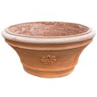 Galestro Terracotta, Ovale Margherita, Blumentopf, Wanne, oval, verziert, Blütendekor, Streifen