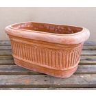 Galestro Terracotta, Fioriera Ovale Scalfita, Pflanztopf, oval, länglich, Streifenverzierung, Ovaltopf, Terracottatopf