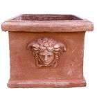 Galestro Terracotta, Quadro Perseo, Blumenkasten, quadratisch, verziert, Dekormaske, Vierecktopf, Terracottatopf