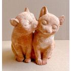 Galestro Terracotta, Gatto Innamorato, Katze, Katzenfigur, Katzenpaar, Tierfigur, Dekorationsfigur