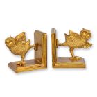 2er-Set Buchstützen mit Eulenfiguren, H. 15,4 cm, Polyresin, A PAIR OF RESIN OWL BOOKENDS