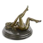 Erotische Bronzefigur weiblicher Akt, AN EROTIC BRONZE SCULPTURE OF A RECLINING FEMALE NUDE