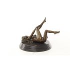 Erotische Bronzefigur weiblicher Akt, AN EROTIC BRONZE SCULPTURE OF A RECLINING FEMALE NUDE