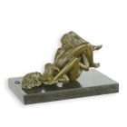 Erotische Bronzefigur mit zwei Frauen, H. 11,1 cm, L. 18,9 cm, Frauenerotik, AN EROTIC BRONZE SCULPTURE OF TWO FEMALE NUDES DOING ORAL