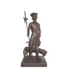 Gusseisen Figur, Wächter / Soldat mit 2 Hunden, Gartendekoration, Dekoration, Statue