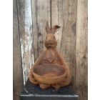 Gusseisenfigur sitzender Hase mit Schale, Hasenfigur, Gusseisenhase, Gusseisentier, Tierfigur, Gartenfigur, Osterhase, Osterdekoration