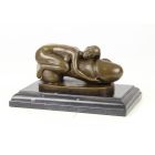 Erotische Bronzefigur, weiblicher Akt, Nacktfigur, Erotikfigur, A BRONZE SCULPTURE OF A WOMAN EMBRACING A PHALLUS