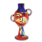 Glasvase mit Gesicht, H. 52,3 cm, Murano-Stil, mehrfarbig, Blumenvase, Bodenvase, Gesichtsvase, A MURANO STYLE ABSTRACT GLASS VASE