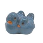 Vogelpärchen - L. 9 cm - azurblau - Terracotta
