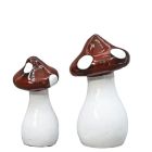 Pilze, H. 24/30 cm, Terracotta, glasiert, rot-weiß, Royal Garden, Gartenfigur, Gartendeko