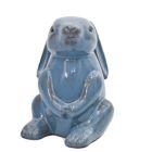 Hase, sitzend - H. 20 cm - azurblau - glasierte Terracotta - Heritage Garden