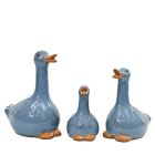 Entenfiguren, H. 16/22/26 cm, Terracotta, glasiert, azurblau, Royal Garden, Gartenfigur, Gartendeko