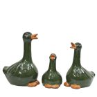 Entenfiguren, H. 16/22/26 cm, Terracotta, glasiert, dunkelgrün, Royal Garden, Gartenfigur, Gartendeko