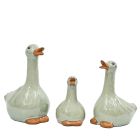 Entenfiguren, H. 16/22/26 cm, Terracotta, glasiert, lindgrün, Royal Garden, Gartenfigur, Gartendeko