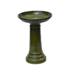 Vogelbad  auf Säule - glasierte Terracotta - H. 61 cm - azurblau - Heritage Garden