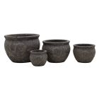 Blumentopf Magma Black, Steinzeug, schwarz, rund, Übertopf, Pflanztopf, Gartengefäß