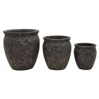 Blumentopf Magma Black, Steinzeug, schwarz, rund, Übertopf, Pflanztopf, Gartengefäß