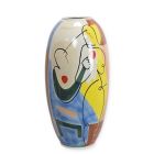 Porzellanvase, Bodenvase, Abstraktdekor, Höhe 63,8 cm, rund, mehrfarbig, Blumenvase, A PORCELAIN VASE WITH ABSTRACT MOTIF - HANDPAINTED