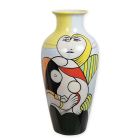 Porzellanvase, Bodenvase, Abstraktdekor, rund, Höhe 63 cm, Blumenvase, A PORCELAIN VASE WITH ABSTRACT MOTIF - HANDPAINTED