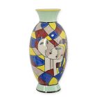 Porzellanvase, Bodenvase, Abstraktdekor, rund, Höhe 45,3 cm, Blumenvase, A PORCELAIN VASE WITH ABSTRACT MOTIF - HANDPAINTED