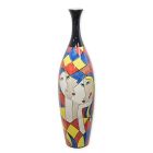 Porzellanvase, Bodenvase, Flaschenvase, schmal, hoch, Abstraktdekor, Höhe 87,5 cm, A PORCELAIN VASE WITH ABSTRACT MOTIF - HANDPAINTED