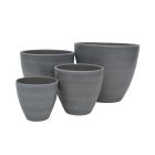 Blumentopf Painted Dusty Grey, rund, grau, Übertopf, Pflanztopf, Gartengefäß