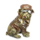 Kunststeinfigur Englische Bulldogge als Raucher, Höhe 32,1 cm, Polyresin, Dekofigur, Hundefigur, A RESIN FIGURINE OF A DRESSED ENGLISH BULLDOG WITH CIGAR