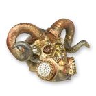 Steampunkfigur Schädel mit Hörnern, B. 19,8 cm, Polyresinfigur, Schädelfigur, Dekofigur, Sammlerfigur, A RESIN STEAMPUNK SKULL