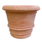 Galestro Terracotta, Vaso con Festoni, runder, schlichter Blumentopf, Vase, Terracottatopf