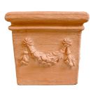 Galestro Terracotta, Cubo con Festoni, verzierter Vierecktopf, Kubus, Blumentopf, Terracottatopf