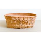 Galestro Terracotta, Cassetta Ovale Girasoli, Pflanzschale, oval, verziert, Blumendekor, Pflanzkorb, Blumentopf, Pflanzschale, Terracottatopf, Terracottaschale