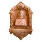 Galestro Terracotta, Madonna Ovale, Wandbild mit Madonna, Relief, Fruchtdekor, Dekoration, Blumendekor