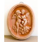 Galestro Terracotta, Pannello Ovale Putti, ovales Wandbild mit Putten, Dekoration, Relief