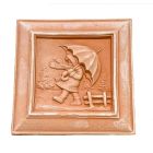 Galestro Terracotta, Quadretti 4 Stagioni Inverno, Wandbild Winter, Vierjahreszeitenmotiv, quadratisch, Dekoration, Relief