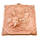 Galestro Terracotta, Mattonella 4 Stagioni Estate, Wandfliese Sommer, Vierjahreszeitenmotiv, quadratisch, Wandbild, Engel, Putten, Dekoration, Relief