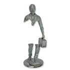 Bronzefigur Mann mit Koffer, H. 79,3 cm, A BRONZE SCULPTURE OF A MAN WITH A VALISE