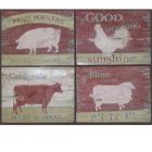 4er-Set Wandbild aus Zinn, TIN WALL PLAQUE SET/4